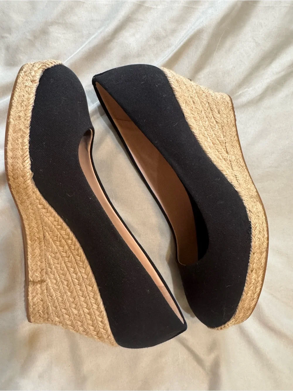 NWOT J. Crew Seville Black Canvas Espadrille Wedges Size 9